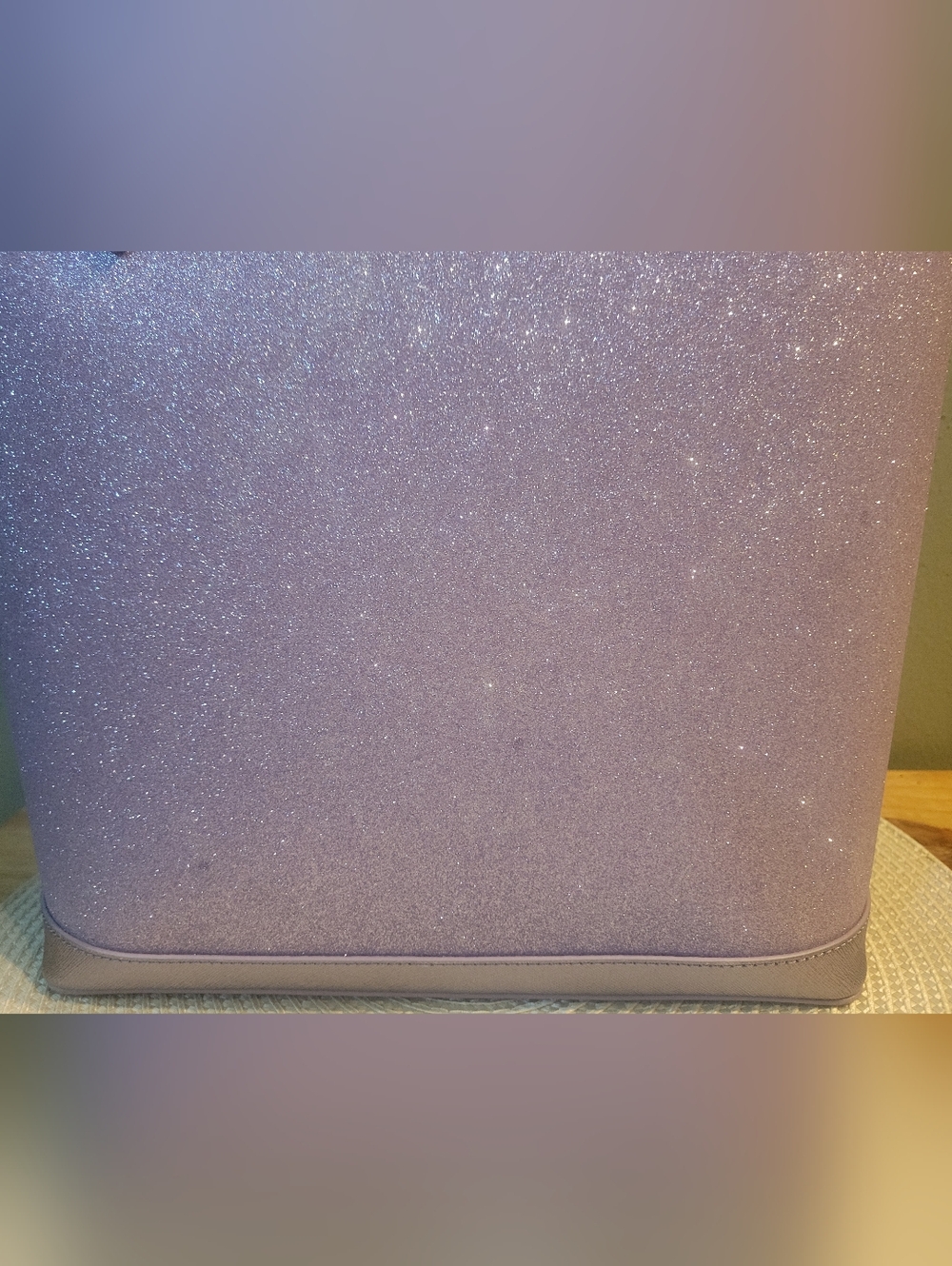 Kate Spade NY Tinsel Tote Lilac Frost Glitter Yellow Butterfly Scarf Incuded EUC - Picture 11 of 11